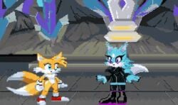 1girls 2d 2d_animation 69 amazon_position animated blue_eyes continue_after_cum continuous_ejaculation cum cum_in_mouth cum_in_pussy cum_inside defeated dominant_female dominated_male gif oc original_character pixel_art project_x_love_potion_disaster purple_eyes sickle_the_fox_(artist) sonic_(series) tails_the_fox