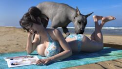 1girls 3d ass ass_sniffing barefoot big_breasts canine canine_penis daz_studio dog female goditseb sniffing soles zoophilia