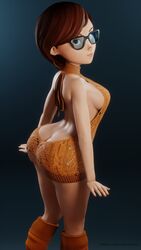 1girls 3d ass big_breasts blender breasts cleavage cosplay disney female female_only glasses hanna-barbera helen_parr large_breasts looking_at_viewer mavixtious milf pixar scooby-doo smooth_skin solo the_incredibles velma_dinkley_(cosplay) virgin_killer_sweater