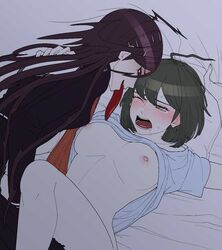 2girls big_breasts blush breasts breasts_out danganronpa danganronpa_ultra_despair_girls female_only fingering fukawa_touko genocider_shou long_tongue multiple_girls naegi_komaru pleasure_face pleasured possible_rape smooth_skin tongue_out yumemi9603 yuri