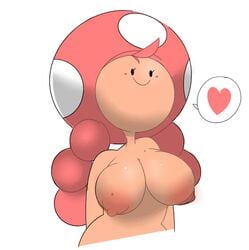 1girls :) areolae big_nipples braid braided_hair breasts cute dot_eyes female female_only happy heart large_areolae large_breasts long_hair mario_(series) nintendo nipples no_bra nude pink_hair puffy_nipples robbonp simple_background smile smiley_face solo speech_bubble spoken_heart toadette topless twin_braids upper_body white_background