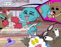 anthro anus ass ass_grab ass_up ball_lick ball_licking canon_couple cartoon_network cheerleader dancing flashing gumball_watterson momokarin01 mr._small nicole_watterson nigel_brown oral penis penny_fitzgerald penny_fitzgerald_(peanut) principal_brown the_amazing_world_of_gumball