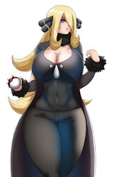 1girls big_breasts blonde_hair cynthia_(pokemon) female fully_clothed grey_eyes hair_ornament holding_object long_hair nexus-sig nintendo pale-skinned_female pale_skin pokeball pokemon pokemon_dppt thick_thighs thigh_gap thighs tight_clothing tight_pants voluptuous white_background wide_hips