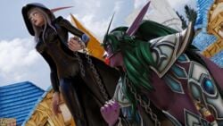 2019 alliance_(warcraft) ayasz ball_gag big_breasts blizzard_entertainment chains cloak eastern_kingdoms femdom gagged green_hair large_breasts latex latex_suit mythiyell night_elf night_elf_priest nipples nipples_visible_through_clothing original_character outdoors partially_clothed priest_(warcraft) purple_skin shiny_clothes stormwind tyrande_whisperwind warcraft white_hair world_of_warcraft