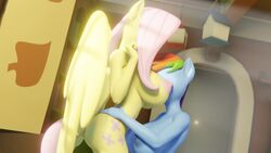 3d animated anthro breasts fluttershy_(mlp) friendship_is_magic lesbian mlp motorboating my_little_pony nipples no_sound rainbow_dash_(mlp) tagme video yuri