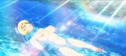 2020 anime_screencap bath big_breasts bird_girl birdmaid breasts eldley_(ishuzoku_reviewers) eldri_(ishuzoku_reviewers) exposed female female_only floating harpy_girl ishuzoku_reviewers monster_girl nude passione_(company) relaxing screencap screenshot water