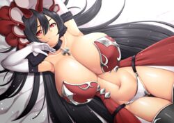 1girls 2d 2d_(artwork) absurd_res absurdres alternate_breast_size big_breasts black_choker black_hair black_hair_female breasts breasts_bigger_than_head choker cleavage clothed clothed_female cross_necklace female female_only female_solo gigantic_breasts gloves hi_res high_resolution highres huge_breasts ilya_(princess_connect!) ilya_ornstein kaedeno_yuu knee_length_hair large_breasts long_hair looking_at_viewer lying_on_back lying_on_bed midriff necklace princess_connect! princess_connect!_re:dive red_eyes red_eyes_female revealing_clothes skimpy skimpy_clothes smile smiling smiling_at_viewer solo solo_female tagme thighs upper_body very_long_hair white_gloves