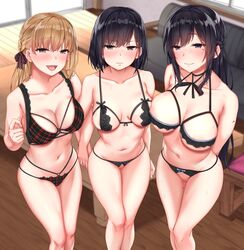 3girls bra den_tsubaki_(jack_dempa) female female_only harukawa_syuria_(jack_dempa) jack_dempa lingerie miyamae_shiho_(jack_dempa) multiple_girls panties tagme