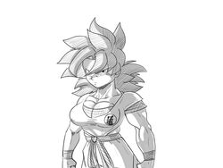 1girls big_ass big_breasts dragon_ball female female_goku genderswap goki monochrome pseudocel rule_63 saiyan son_goku tomboy wide_hips