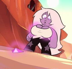 accurate_art_style amethyst_(steven_universe) big_breasts bimbo bimbofication breast_expansion cartoon_network earthlings_(steven_universe) inflation overflowing_breasts purple_skin screencap screenshot screenshot_edit slopster! steven_universe