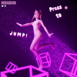 3d abstract abstract_background black_cat_d.va blizzard_entertainment cat_ears d.va deesee3d dream feet geometric_background legs long_legs nude nude_female overwatch tits toes