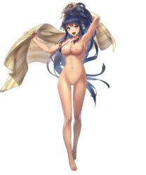 1girls barefoot blue_hair breasts completely_nude completely_nude_female cuboon edit edited_official_artwork fire_emblem fire_emblem:_the_sacred_stones fire_emblem_heroes long_hair medium_breasts navel nipples nude nude_edit nude_female nude_filter ponytail pussy smile tana_(fire_emblem) tana_(summer)_(fire_emblem) towel twin_drills