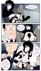 2boys black_hair bulge choker comic crossdressing femboy gay girly goth hoodie lavey lavey-otokonoko original original_character ripped_clothing stockings stripping text trap yaoi