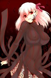 bodypaint breasts dark_persona dark_sakura evil_smile fate/stay_night fate_(series) grin matou_sakura red_eyes shaded_face smile type-moon white_hair