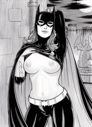 1girls barbara_gordon batgirl batman_(series) dc female female_only monochrome rplatt solo tagme