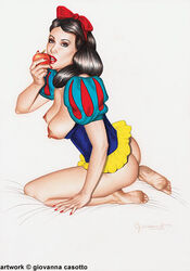 1girls apple breasts disney disney_princess female female_only giovanna_casotto holding_apple nipples princess royalty snow_white_(disney) snow_white_and_the_seven_dwarfs teenager