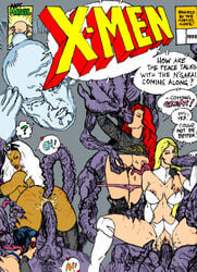 4girls blonde_hair blue_hair color colored copyof dark-skinned_female dark_skin emma_frost female interspecies jean_grey ksennin marvel marvel_comics multiple_girls n'garai ororo_munroe professor_xavier red_hair sex storm_(x-men) straight_hair tessa_sage tiara white_hair white_queen x-men