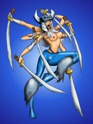 6_arms breasts marvel rita_wayword spiral_(marvel) straight_hair swords topless x-men