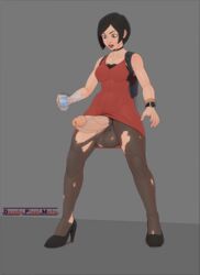 1futa absurdres ada_wong balls chemicals dandypixelmoto dickgirl erection futa_only futanari highres huge_cock intersex penis resident_evil resident_evil_2 solo solo_futa testicles torn_clothes torn_tights virus