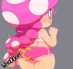 1girls 2019 ass ass_cleavage blush butt_crack butt_crack_outline chubby female key mario_(series) nintendo shocked solo somescrub super_mario_maker super_mario_maker_2 toadette