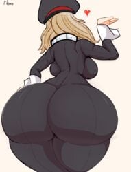 1girls adomo ass atomboi_(artist) back big_ass big_breasts blonde_hair bodysuit bottom_heavy bubble_ass bubble_butt camie_utsushimi female full_of_gas hat hero_outfit_(mha) huge_ass huge_thighs large_ass large_breasts long_hair my_hero_academia on_back pale-skinned_female pale_skin shiketsu_high_school_cap spoken_heart standing thick_thighs thighs tight_clothes tight_clothing voluptuous wrist_cuffs