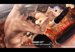 1boy 1girls 3d breasts censored chobixpho christie_(doa) closed_eyes clothing dead_or_alive female male mosaic_censoring open_mouth penetration sex short_hair spread_legs tecmo thighhighs