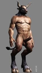 3d anthro bovine bull dragonfood erection male male_only minotaur penis solo