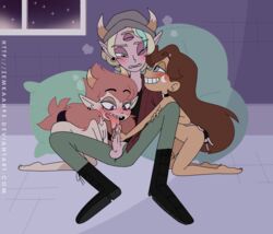 1boy 2girls disney fellatio luna_butterfly oral penis star_vs_the_forces_of_evil tagme