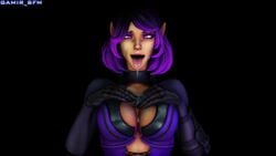 3d 4k ahe_gao big_breasts gamir_sfm paladins pointy_ears purple_eyes purple_hair skye_(paladins) source_filmmaker tongue tongue_out