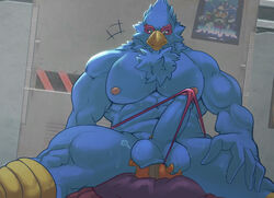 abs anthro avian balls balls_on_face beak bed bedroom biceps big_penis bird blue_body blue_feathers bodily_fluids canid canine chest_tuft clothing deltoids duo erection erection_under_clothes facesitting falco_lombardi falcon falconid feathers fox fox_mccloud fur furniture genitals hi_res inside larger_male licking licking_lips looking_down male male/male mammal muscular muscular_male muscular_thighs musk nintendo nipples orange_body orange_fur pecs penis pillow quads size_difference size_play smaller_male star_fox steen sweat thick_thighs thong tight_clothing tongue tongue_out tuft underwear video_games