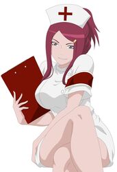 1girls 2020 big_breasts breasts costume female female_only hi_res large_breasts looking_at_viewer naruto nurse nurse_uniform pixiv_manga_sample red_hair solo thick thick_thighs uzumaki_kushina