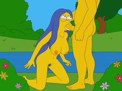 1boy 1girls alternate_breast_size animated areolae blowjob blue_hair bouncing_breasts breasts cum cum_in_mouth cum_inside cum_on_breasts cum_on_face cаrtoon deepthroat duo fellatio female fluids large_breasts large_penis long_hair male marge_simpson milf mp4 naked navel nipples no_sound nude oral oral_sex outdoors partial_male pubic_hair sfan smile straight sеxy the_simpsons very_long_hair video yellow_skin