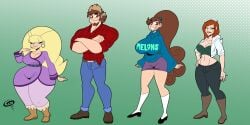 1boy 3girls age_difference aged_up clothes dipper_pines disney frostbiteboi gravity_falls huge_ass huge_breasts mabel_pines pacifica_northwest thicc-verse voluptuous wendy_corduroy wide_hips