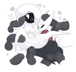 2girls anal big_penis bug cape cloak cum double_penetration gangbang handjob hollow_knight hornet_(hollow_knight) kilinah lace_(hollow_knight) red_cape silksong tagme