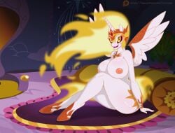 2017 alicorn alicorn anthro anthrofied areola better_version_at_source big_breasts breasts cutie_mark daybreaker_(mlp) el-loko equid equine female fire flaming_hair friendship_is_magic hair hasbro horn mammal my_little_pony mythological_creature mythological_equine mythology nipples princess_celestia_(mlp) pseudo_hair wings