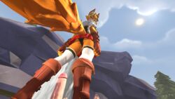 below_view clothed clothing fox fox_ears fox_girl fox_tail furry hilda_the_huntress pls34 realm_royale standing standing_over_viewer standing_up the_huntress_(realm_royale) upskirt