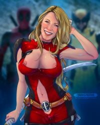 armpits blake_lively blonde_hair boobs darkstrator deadpool_&_wolverine_(2024) lady_deadpool ladypool_(blake_lively) marvel marvel_comics nipples tagme