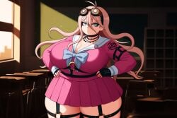 1girls ai_generated chubby danganronpa danganronpa_v3 hands_on_hips huge_breasts iruma_miu novelai solo solo_female thick_thighs wide_hips