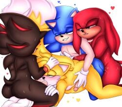 anal anal_penetration foursome gay group_sex knuckles_the_echidna male male/male male/male/male/male male_only male_penetrating male_penetrating_male oral_sex penetrating_while_penetrated penetration shadow_the_hedgehog sonic_(series) sonic_the_hedgehog sonic_the_hedgehog_(film) sonic_the_hedgehog_(series) sonic_the_hedgehog_3_(film) tails tails_the_fox train_position yaoi