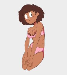 1girls amphibia anne_boonchuy bra brown_hair dark-skinned_female dark_skin disney disney_channel female female_focus female_only medium_breasts panties solidus thai thai_female underwear white_background