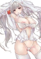 1girls 2022 ahshi_(yingchuan_songshu) alternate_costume apple azur_lane breasts elbow_gloves female food food_bite formidable_(azur_lane) fruit gloves hand_on_own_chest highres holding holding_food holding_fruit huge_breasts light-skinned_female light_skin nipple_slip nipples panties royal_navy_(azur_lane) simple_background solo thighhighs underwear veil white_background white_panties white_thighhighs