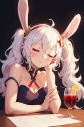 ai_generated azur_lane bunny_ears eagle_union_(azur_lane) female girl laffey_(azur_lane) light-skinned_female light_skin sleeping twintails white_hair