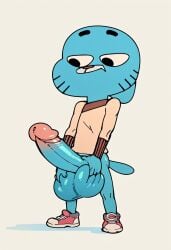 ai_generated ball_crushing ball_fondling ball_squeeze ball_squish ballbusting big_balls big_penis cartoon_network furry gay grabbing_balls gumball_watterson male solo the_amazing_world_of_gumball