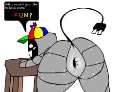 ? ambiguous_gender anal anus ass background butt cap carden3214 dat_ass dialogue dot_eyes english_dialogue english_text everyone_is_so_mean_2_me huge_ass humanoid_pussy incredibox_mod montaicarp mr._fun_computer_(sprunki) ms_paint non-human open_mouth propeller_hat puffy_anus pussy remastered robot sprunki text tv tv_head white_background white_eyes white_mouth white_text