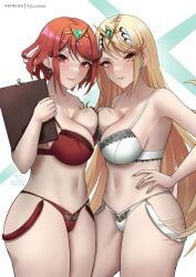 2girls adult adult_female armpits bare_armpits bare_arms bare_belly bare_chest bare_hands bare_hips bare_legs bare_midriff bare_navel bare_shoulders bare_skin bare_thighs belly belly_button blonde_eyebrows blonde_female blonde_hair blonde_hair_female boobs_pressed bra breast_press breast_press_on_chest breasts breasts_press breasts_pressed_against_another breasts_pressed_against_partner breasts_pressed_together busty busty_female cleavage cleft_of_venus closed_mouth_smile collarbone covered_areola covered_areolae covered_breasts covered_crotch covered_nipples covered_pussy covered_vagina crown curvy curvy_body curvy_female curvy_figure curvy_hips dot_nose earrings elbows exposed exposed_armpits exposed_arms exposed_belly exposed_legs exposed_midriff exposed_shoulders exposed_thighs eyebrows_visible_through_hair female female_focus female_only fingernails fingers frilled_bra frilled_panties frilled_underwear frown frown_eyebrows frowning frowning_at_viewer green_fingernails green_nail_polish green_nails grin groin hair_ornament hair_ornaments hand_on_hip hand_on_own_hip head_tilt high_resolution highres hourglass_figure lace_bra lace_panties lace_underwear laced_bra laced_panties laced_underwear large_breasts lean_body lean_figure legs_together light-skined_female light-skinned light-skinned_female light_skin light_skin_female light_skinned light_skinned_female lips long_hair looking_at_viewer mature mature_female multiple_females multiple_girls mythra mythra_(xenoblade) nail_polish nails navel panties parted_lips pressing_breast_on_partner pressing_breasts pressing_breasts_together pussy pyra pyra_(xenoblade) red_bra red_eyes red_eyes_female red_fingernails red_hair red_hair_female red_nail_polish red_nails red_panties red_underwear ryuuneart short_hair shoulders sideboob simple_background slender_body slender_waist slim_girl slim_waist smile smiley_face smiling smiling_at_viewer smirk standing thick_thighs thighs thin_waist tilted_head underwear upper_body v-line white-skinned_female white_background white_bra white_panties white_skin white_underwear wide_hips xenoblade_chronicles_(series) xenoblade_chronicles_2 yellow_eyes yellow_eyes_female