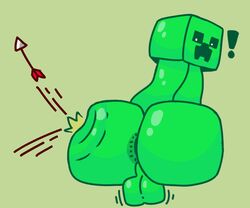 anthro arrow balls big_ass creeper looking_back male male_anus male_only minecraft no_arms thewhitelight