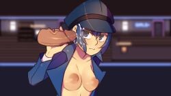 1girls blue_hair breasts cum female female_focus game_cg male nipples parody penis rpg_maker sadisticirony shirogane_naoto short_hair tagme total_nc:cameo_collector total_nc_(series)