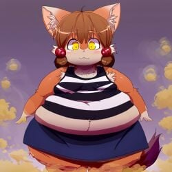 1male ai_generated big_belly fart fat femboy fox fox_ears fox_humanoid fox_tail furry furry_only male male_only perro-kun