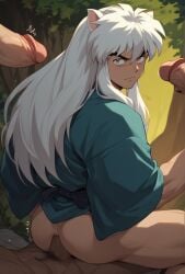 ai_generated anime bara boy dog_boy gay hentai inuyasha inuyasha_(character) kl_99 male male/male male_only muscle muscles muscular muscular_male nsfw sex yaoi