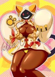 1girls big_breasts blazblue breasts dark-skinned_female dark_skin fecharis female kaka_(blazblue) taokaka tyo-3 wink